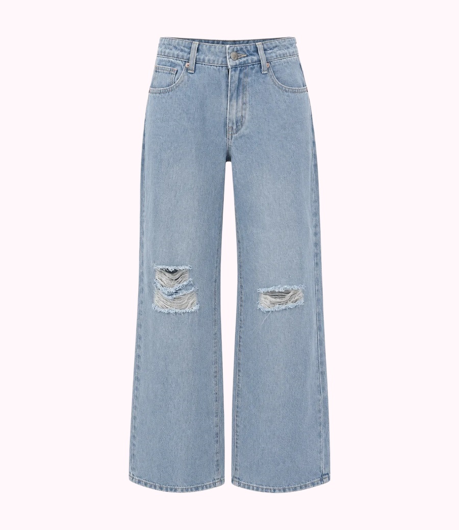 Ripped Wide-Leg Jeans