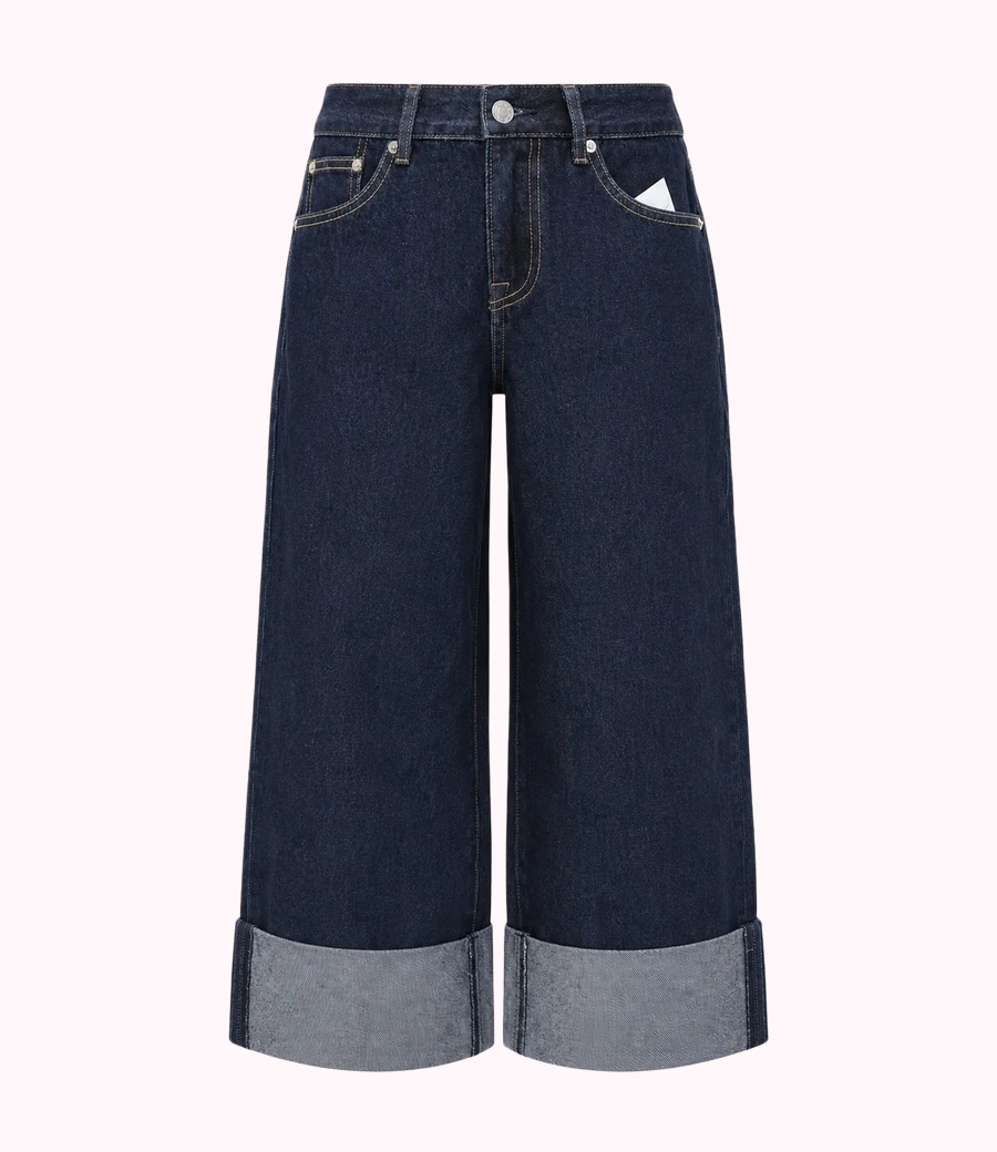 Cuffed Dark Denim Pants
