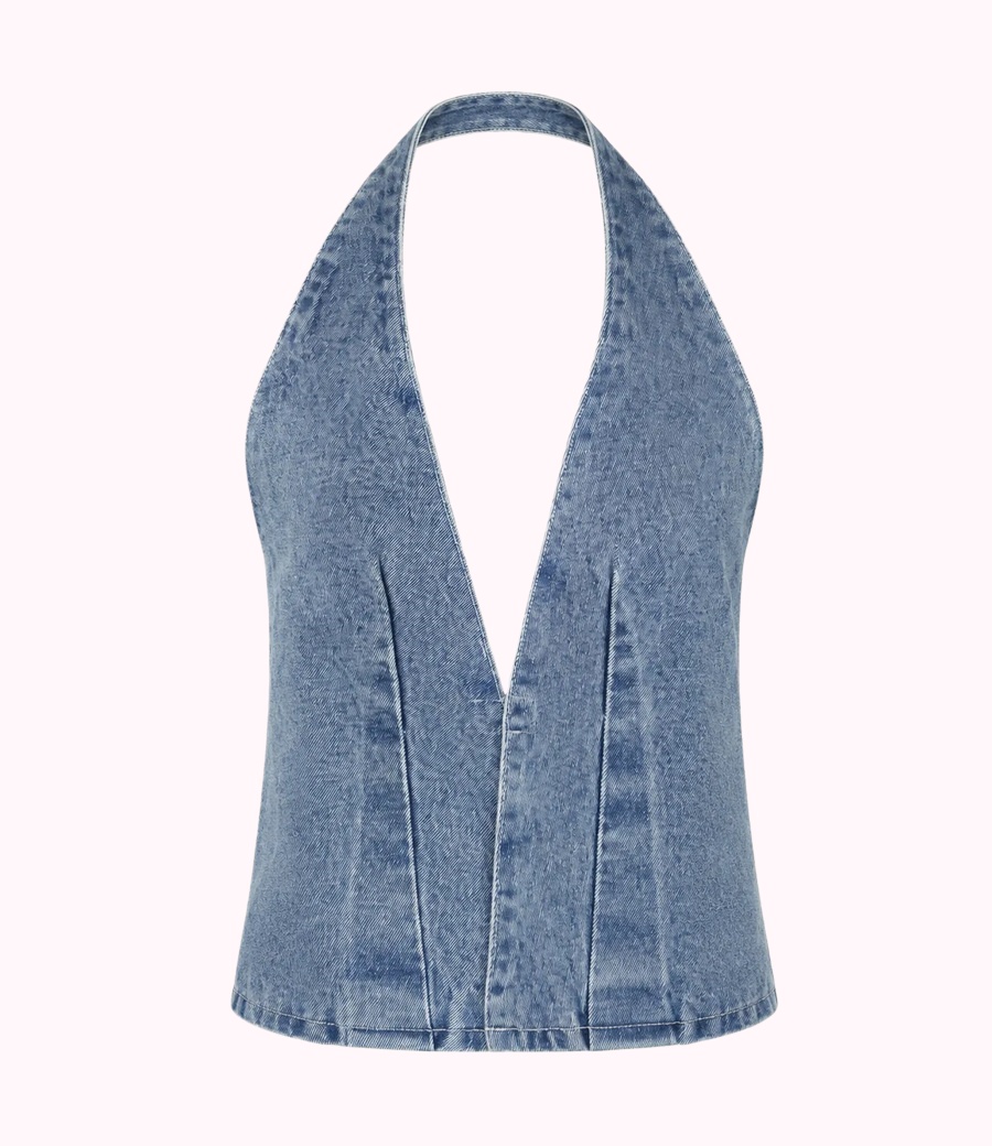 Denim Halter Vest