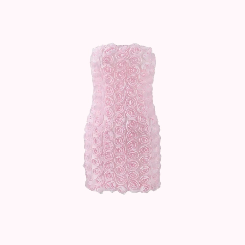 Pink Textured Strapless Mini Dress