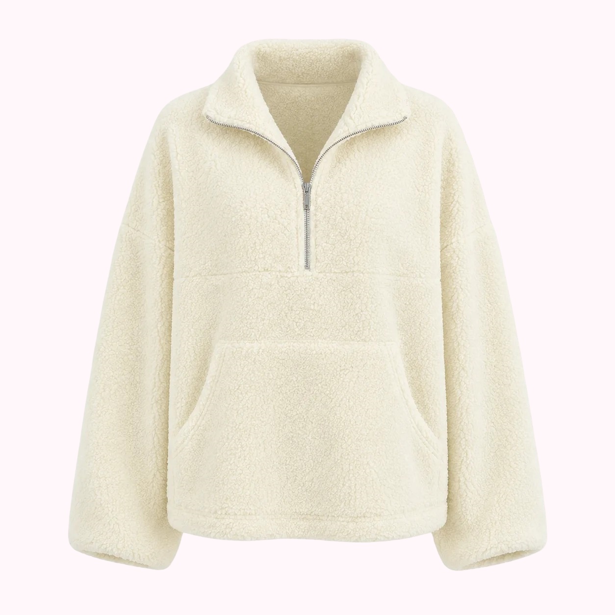 Cream Quarter-Zip Sweatshirt