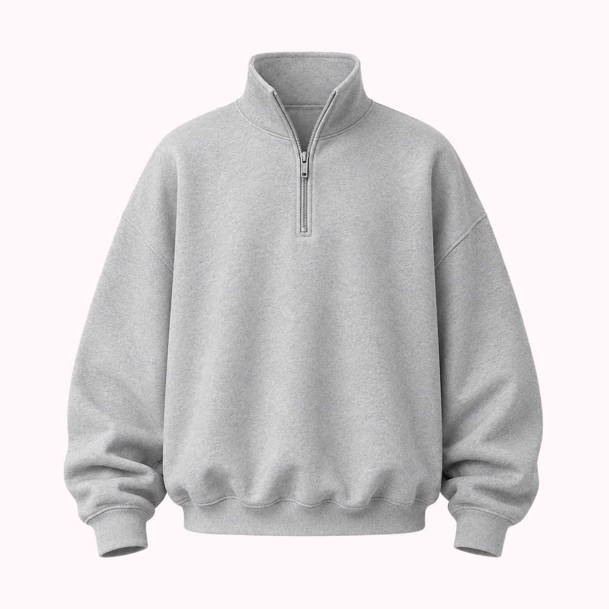 Grey Stand-Collar Sweatshirt