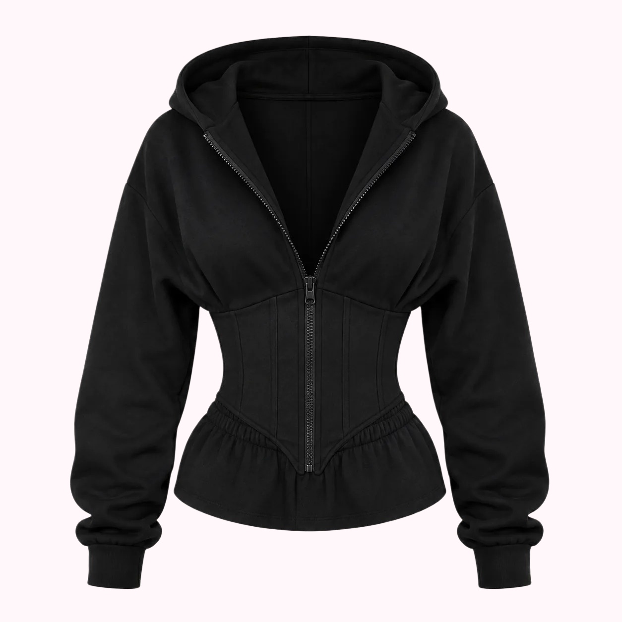 Black Cropped Zip Hoodie