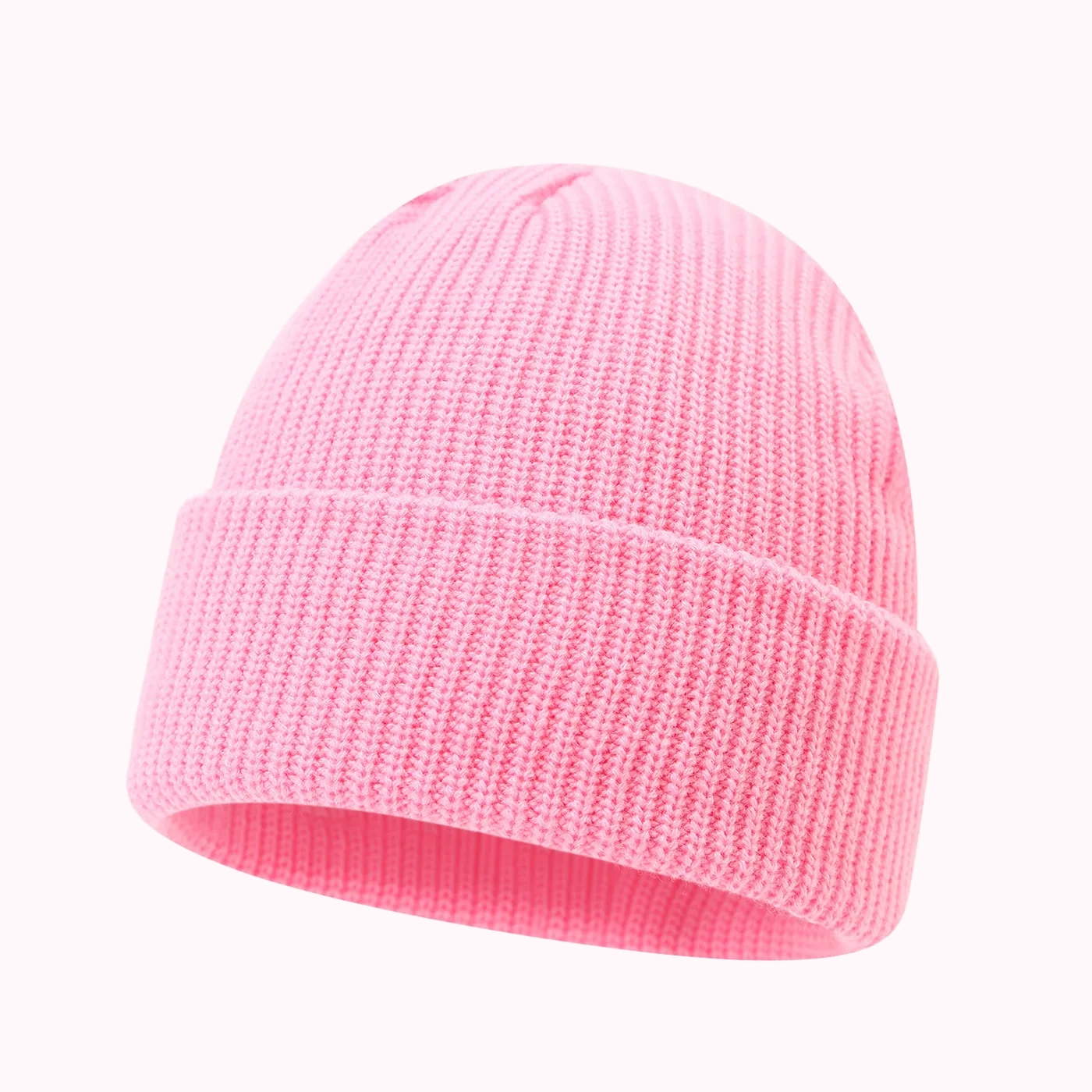 Pink Ribbed Knit Beanie