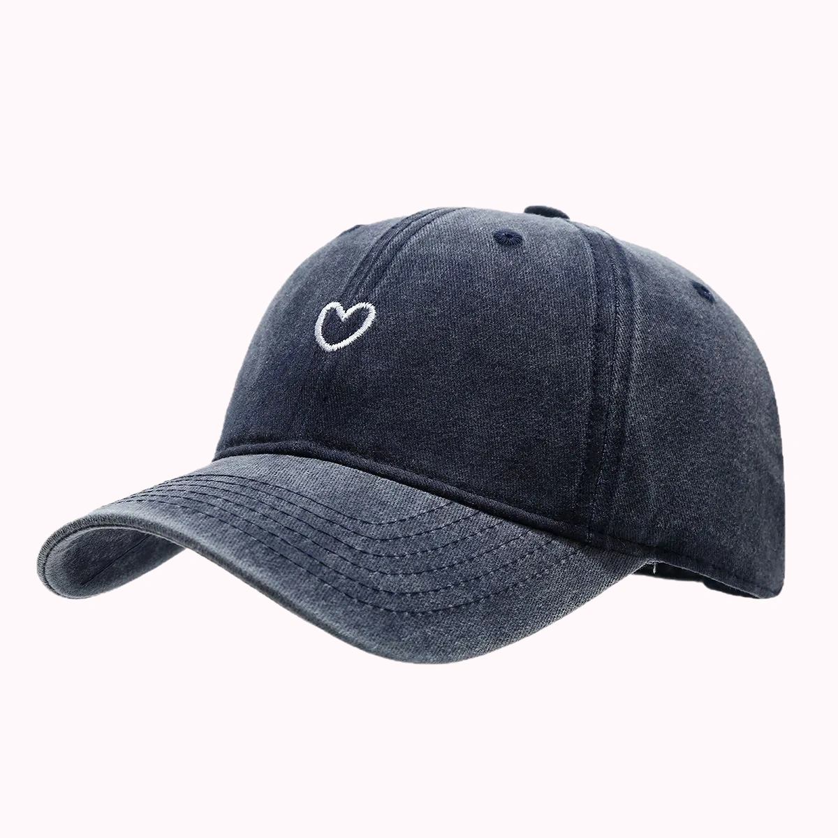Navy Heart Embroidered Baseball Cap