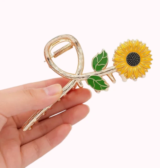 Sunflower Hair Claw · Hand View
