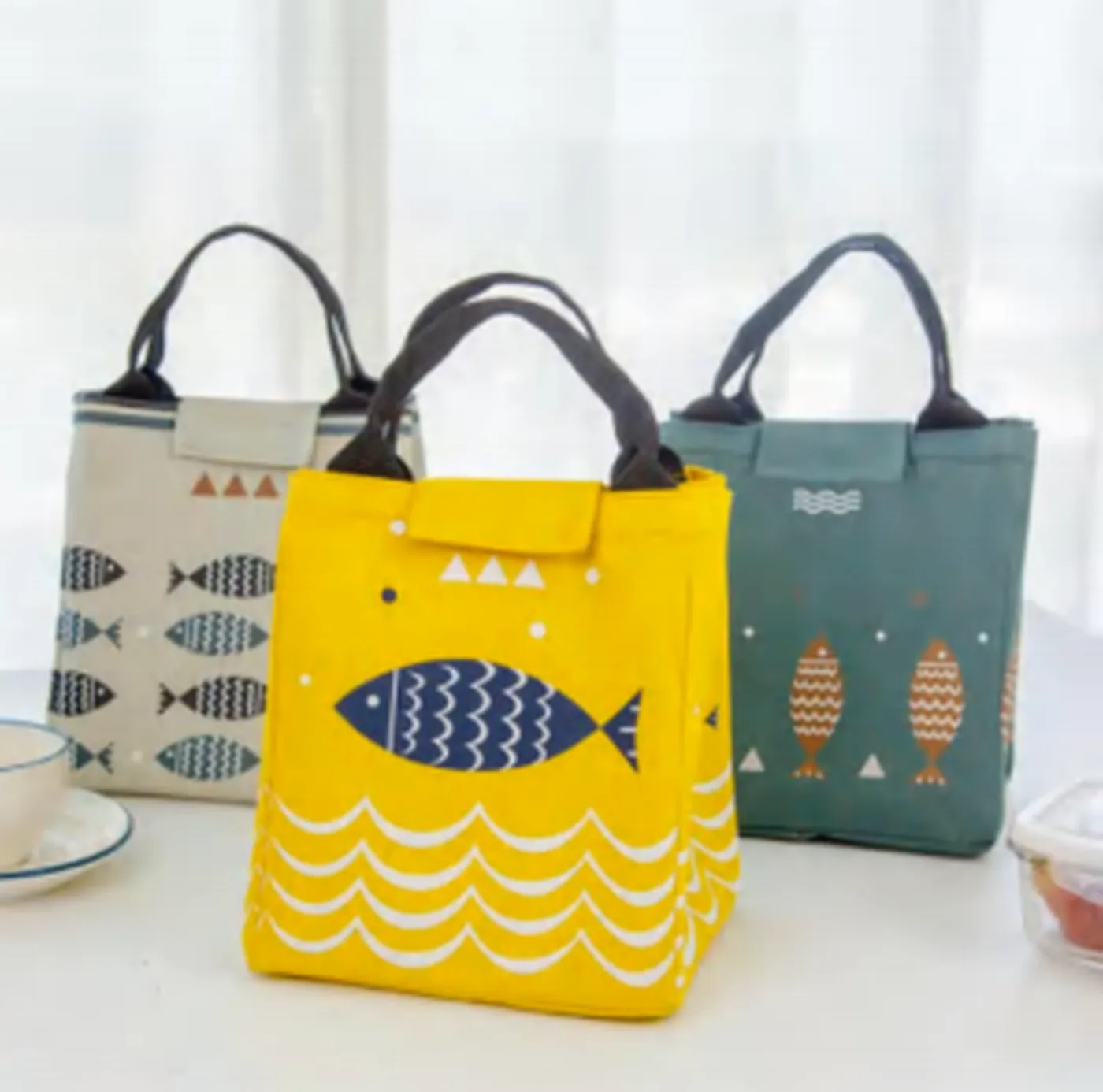 Graphic Canvas Tote Bag Set
