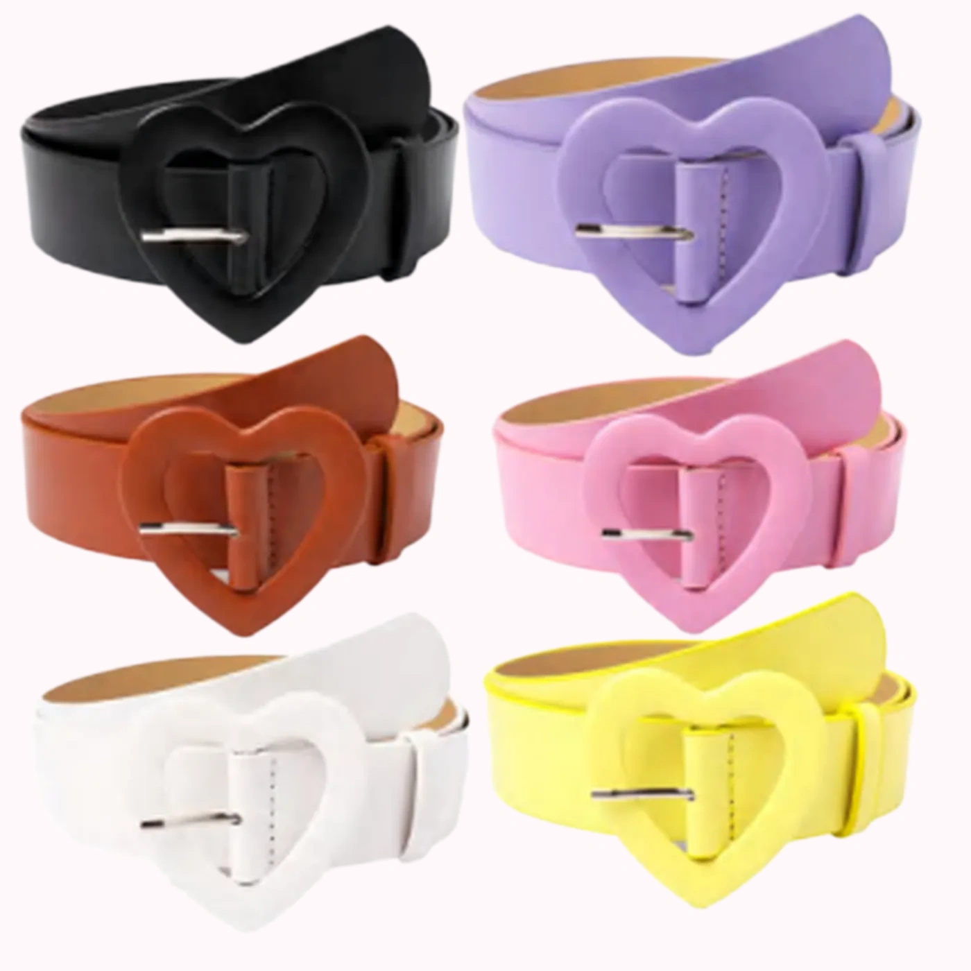 Heart Buckle Color Belt Set