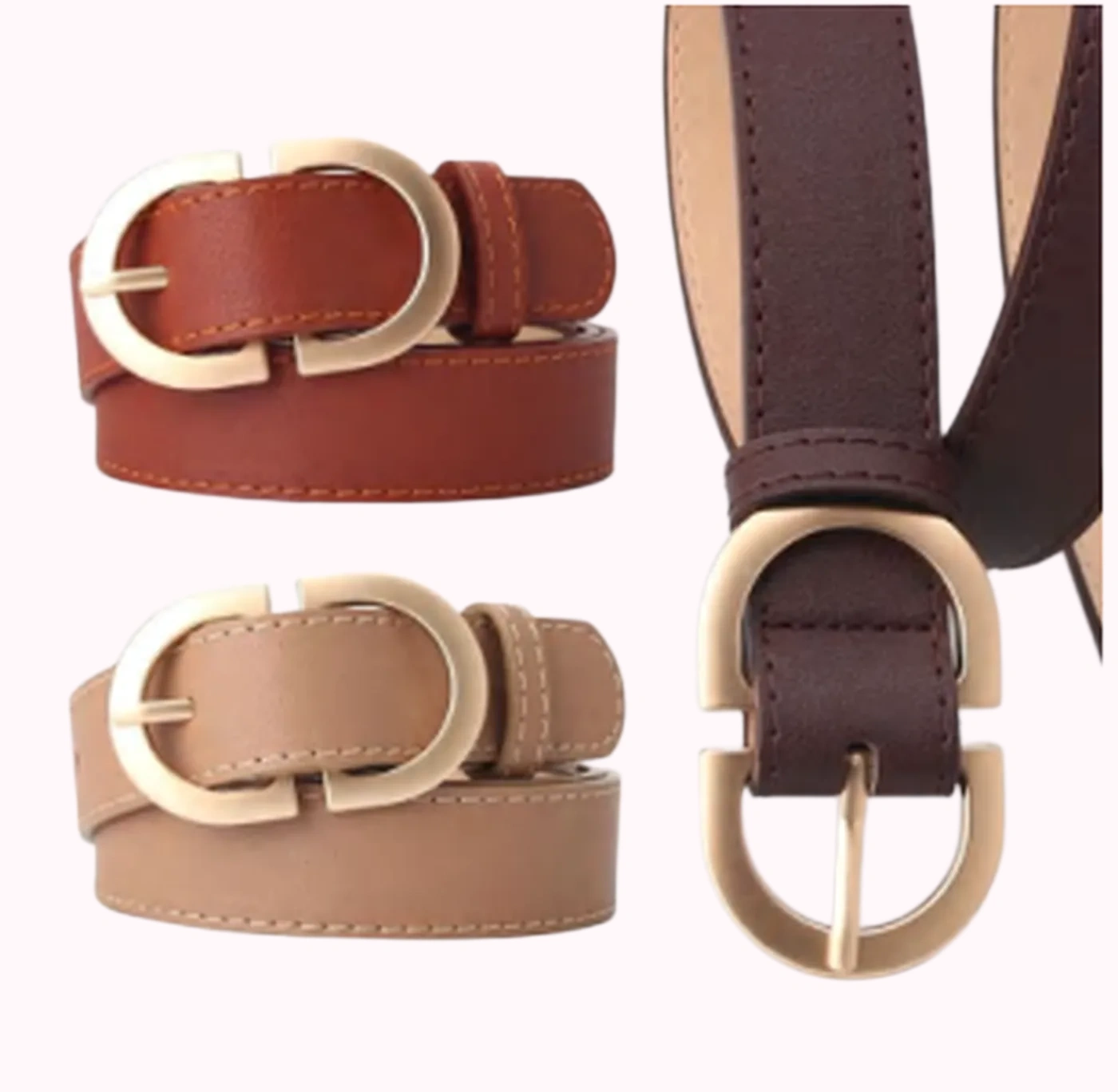 Round Buckle Casual Belt Set