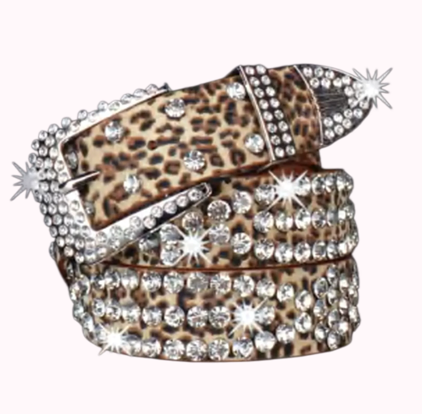 Leopard Rhinestone Statement Belt