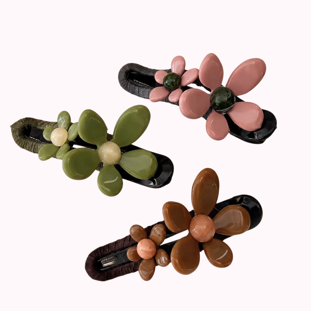 Floral Acrylic Hair Clip Set