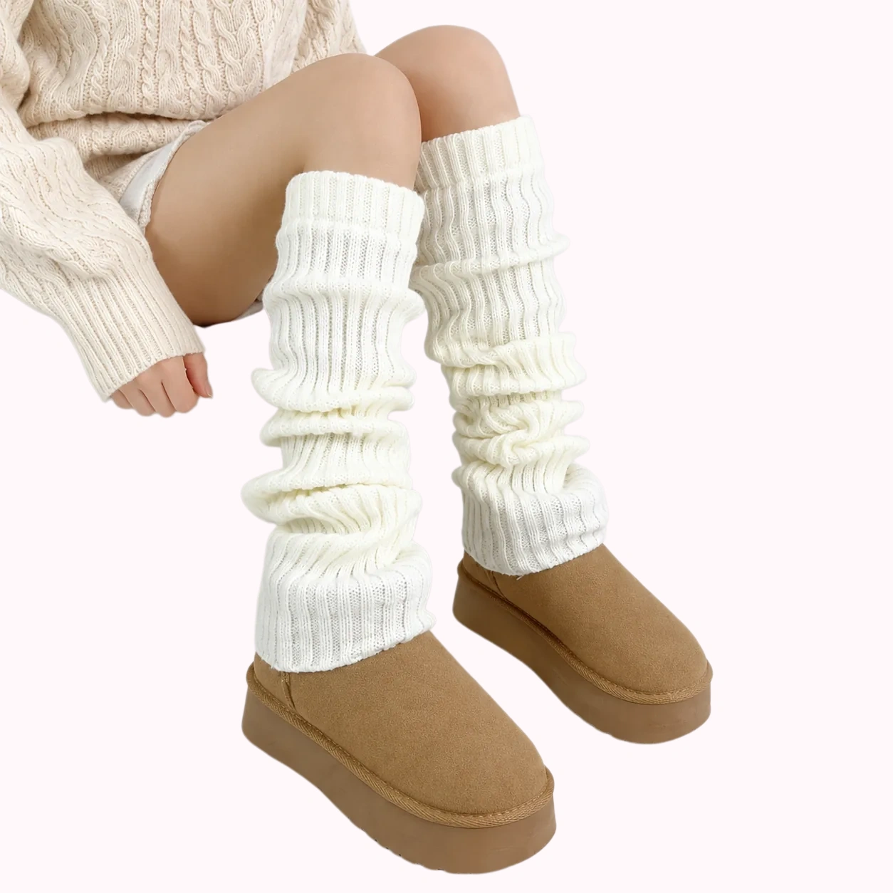 Cream Leg Warmer Set