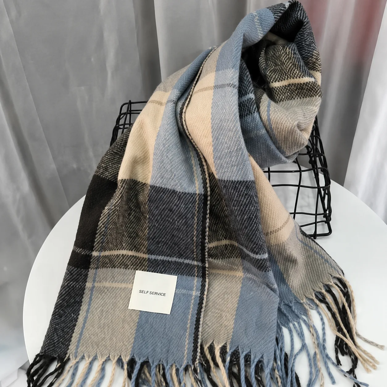 Plaid Fringe Scarf