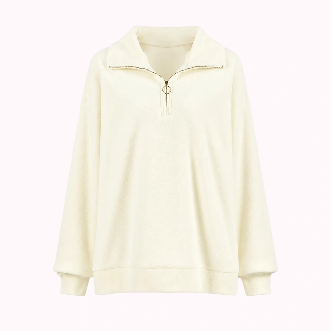Cream Hooded Fleece Pullover