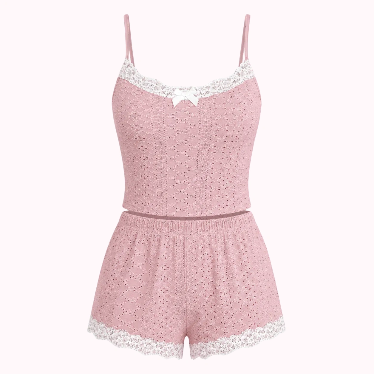 Pink Lace Cami Short Set