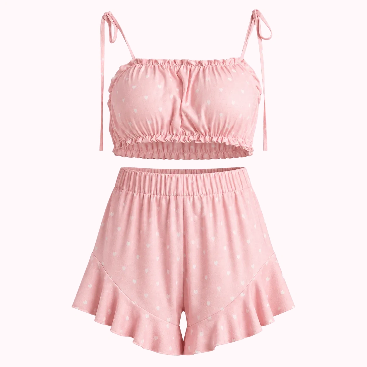 Pink Satin Tie Cami Set