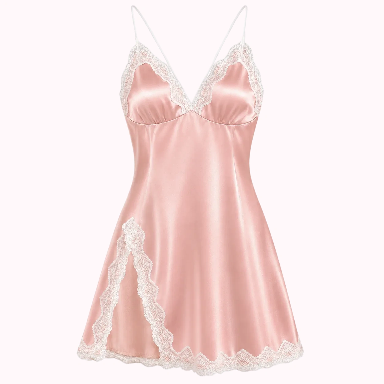 Pink Satin Lace Chemise