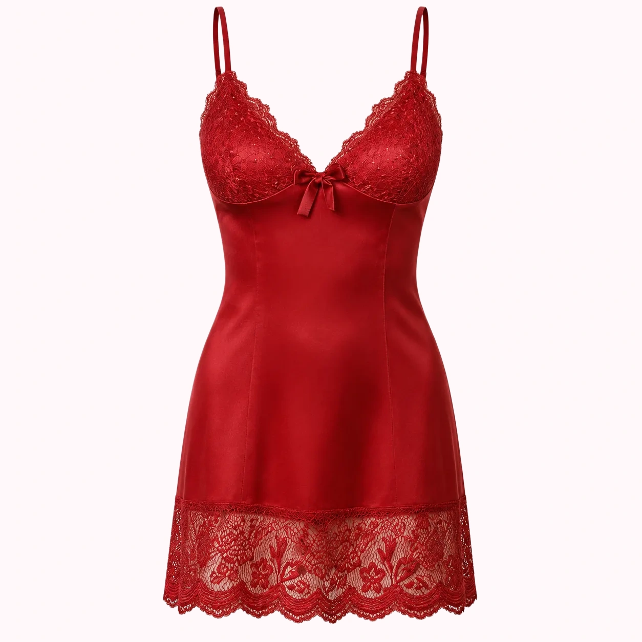 Red Satin Lace Chemise