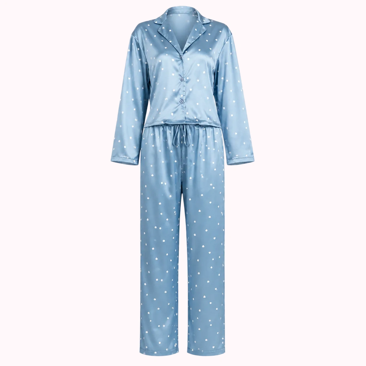Blue Satin Dot Pajama Set