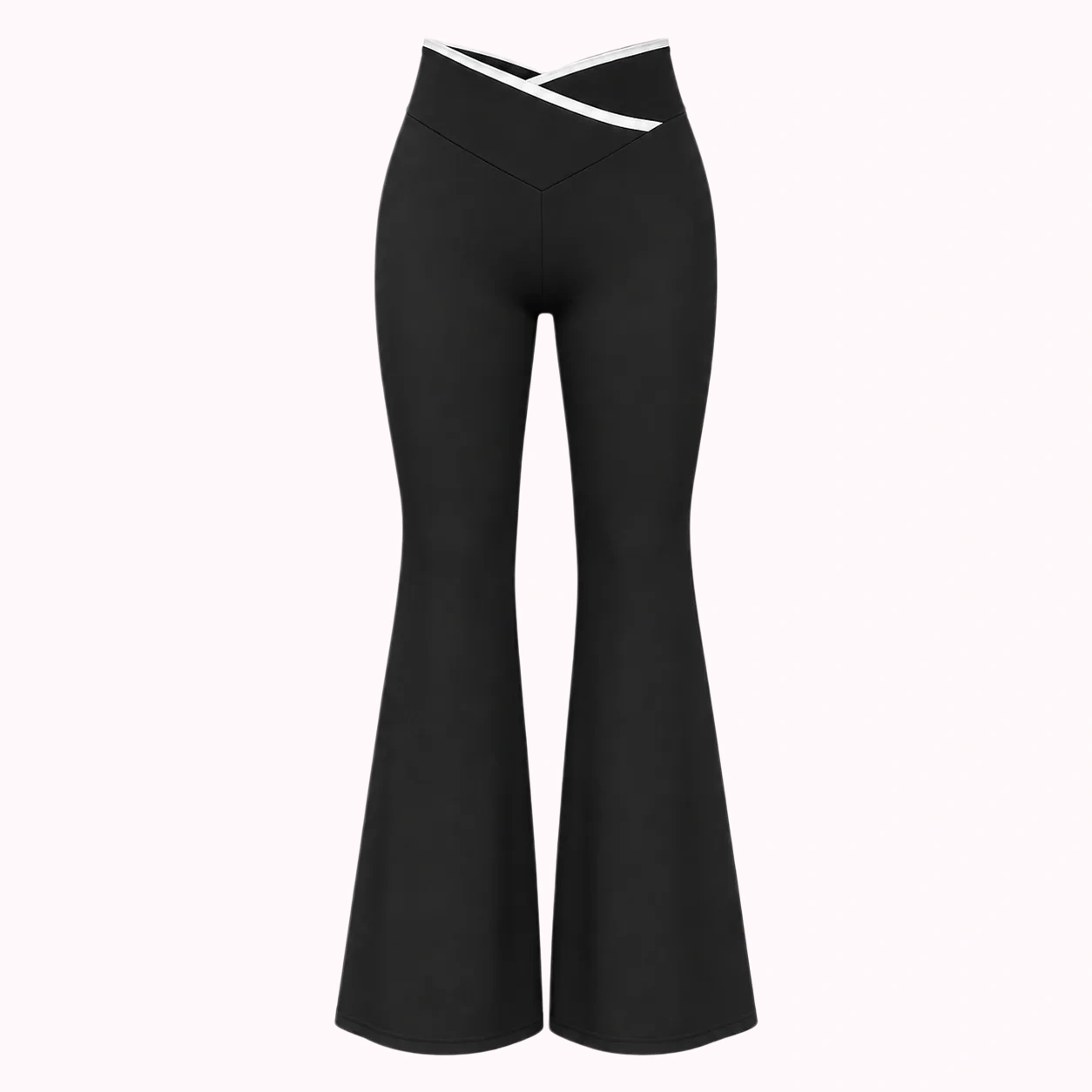 Black Cross-Waist Flared Pants