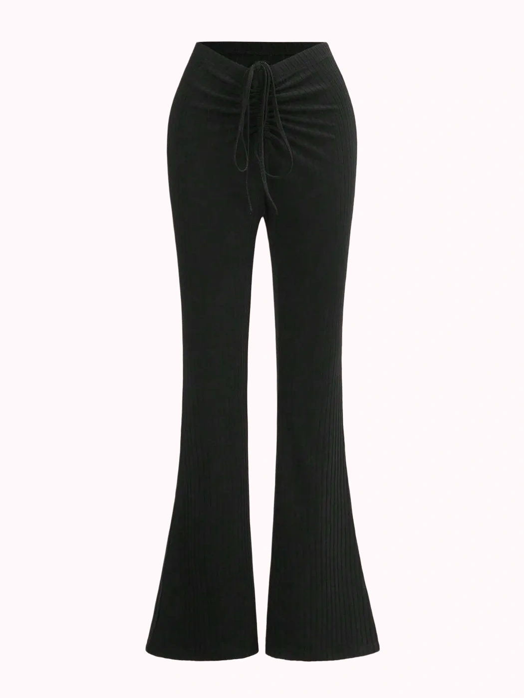 Black Ruched Flared Pants