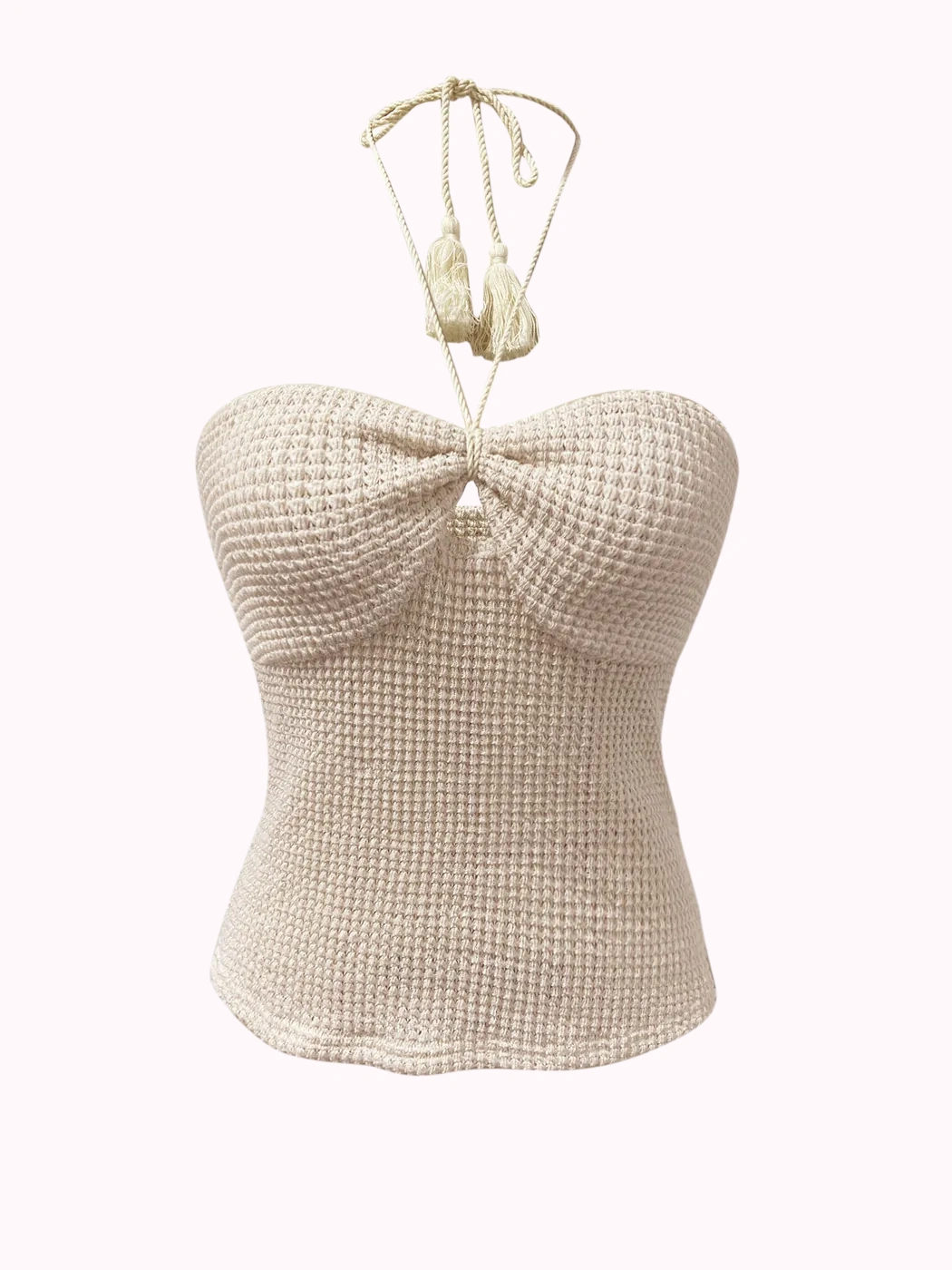 Textured Beige Halter Top